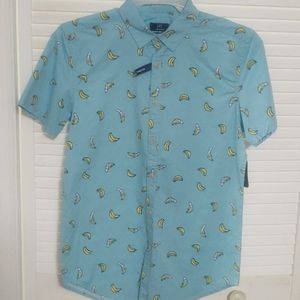 George button shirt sky blue with bananas S men's